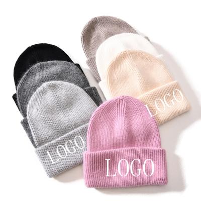 China COMMON Wholesale Winter Women Cashmere Knitted Beanies Classic Striped Simple Custom Knit Beanie Hats for sale