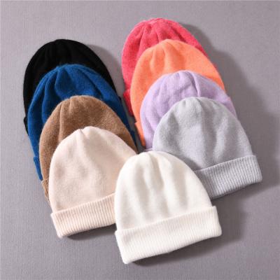 China COMMON New Fashion Double Layer Plain Pure Unisex Warm Thick Color Women's Winter Fluffy Beanie Hats for sale