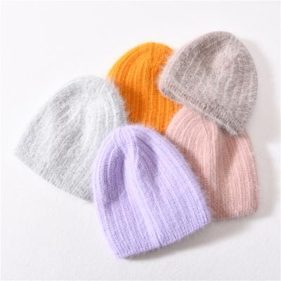 China COMMON Winter Sale Double Layer Fur New Arrival Thick Warm Cashmere Long Knit Fluffy Women's Designer Beanies for sale