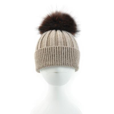 China breathable & Beanie Real Raccoon Fur Pom Pom Baby Hat Children's Fur Hat Waterproof Wholesale for sale