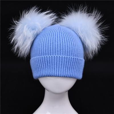 China COMMON Unisex Custom Made Simple Cashmere Knitted Baby Pom Pom Beanie Ski Hat Children Baby Kids Winter Beanie for sale