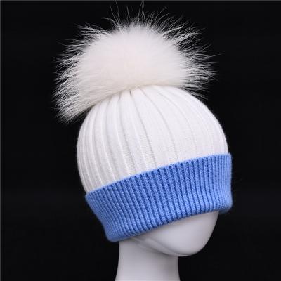 China Wholesale High Quality Kids COMMON Beanie Custom Pom Pom Winter Hat Cashmere Knitted Fashion Fur for sale