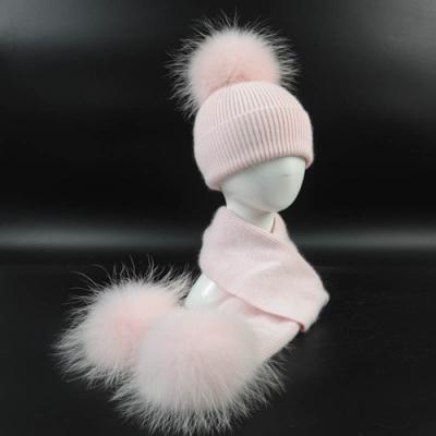 China High Quality Winter Hat Baby Warm Knitted Cute Hats In Stylish With Big Pompom Knitted Beanie Baby Hat And Scarf for sale