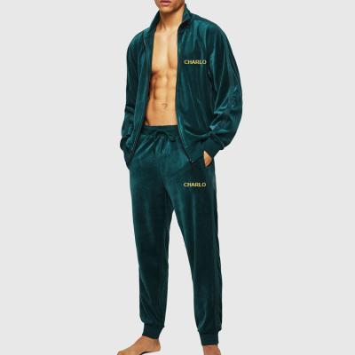 China OEM Luxury Custom QUICK DRY Mens Velvet Tracksuit Sweatsuit High Quality Set for sale