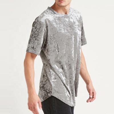 China 2019 Summer Short Sleeve Crewneck Men's Hot Selling Anti-Shrink Edge Crushed Velvet Custom Curved T-Shirt for sale