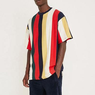 China 2019 Men Clothing Multi Color Anti-shrink Cotton Crew Neck Short Sleeve Vertical Striped Raglan T-shirt Men for sale