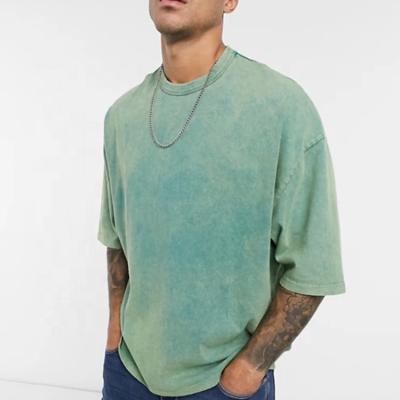 China Plus size wholesales high quality men's mask simple acid wash distressed knit oversized tee T-shirt for sale