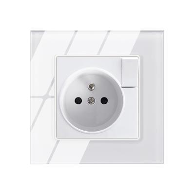 China Foreign Trade Model 86 Tempered Glass 1 Bit White French Deep Socket 16A Socket Switch F71-KF for sale