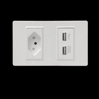 China Swiss AC 16A 250V three hole wall socket 86 wall socket double usb20a bar Brazilian gauge for sale