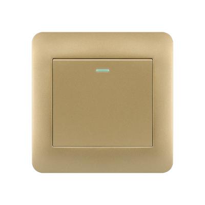 China Durable Champagne Gold PC Electric Chain Wall 86 Projects Engineering FIKO Hotel Switch 1 Gang 1 Single Way Switch With Indicator Panel for sale