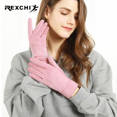 China REXCHI DY42 Jacquard Wholesale Germany Korean Women Half Finger Velvet Cycling Increasing Winter Autumn Biker Gloves for sale