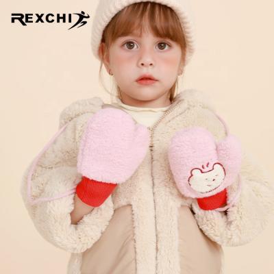 China REXCHI DRST38 Design Winter Warm Fleece Children's Gloves Soft and Thick Cute Mittens Gloves Windproof Winter for sale