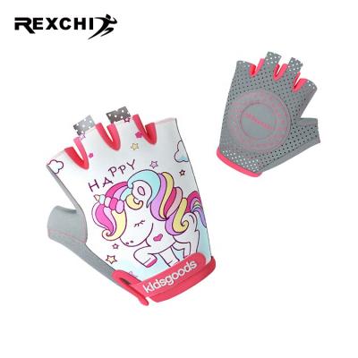 China REXCHI XG38 unisex children cycling protect cute cartoon non-slip sports gloves half finger shock-absorbing breathable children for sale