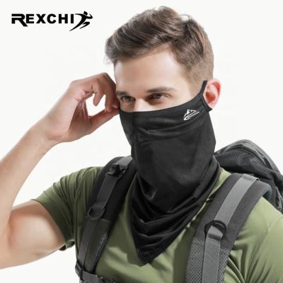 China Wholesale Custom Sun Protection REXCHI XTJ66 Neck Cuff Scarf Face Cover Ear Loops Facemask Triangle Recycling Luxury Silk Bandanas for sale