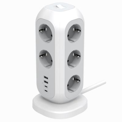 China Home Power Strip USB Surge Protector - 11 Widely Spaced Outlets & 4 Smart USB Ports & 1 Type C, 6ft Extension Lead Shuko AC Cord. for sale