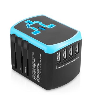 China Universal Residential / Multipurpose All In One Global Travel Power Adapter Universal With UK EU AUS USA Plugs With 4 Port USB Charger for sale