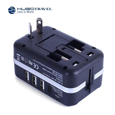 China Hot Universal Type C All In One Global International Travel Power Adapter With UK EU AUS USA Plugs With 3USB And Type C Port Charger for sale