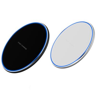 China LED Indicator Light 15W Palladium Qi Fast Wireless Charger For iPhone And Android Phone for sale