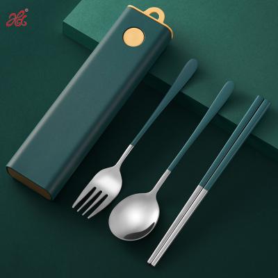 China JUJU 304 Stainless Steel Travel Flatware Travel Viable Hot Selling Picnic Tableware Good Quality Portable Cutlery Set for sale