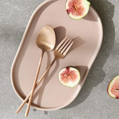 China Viable JUJU B416 Matte Polish Wedding Flatware Rose Gold 304 Stainless Steel Cutlery Set for sale