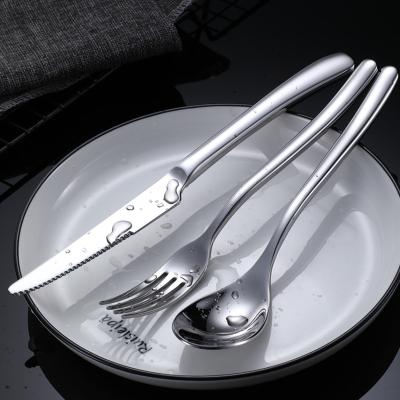 China JUJU High Quality Viable Silver Mirror Moonlight 304 Stainless Steel Metal Set Luxury Cutlery Set for sale