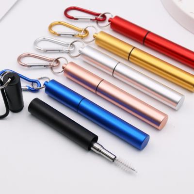 China JUJU Sustainable Portable Collapsible Drinking Straw Reusable Telescopic Collapsible Straw Stainless Steel for sale