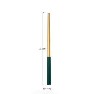 China Restaurant Viable High Quality Square Durable Gold Shape JUJU Stainless Steel Green Metal Chopsticks for sale