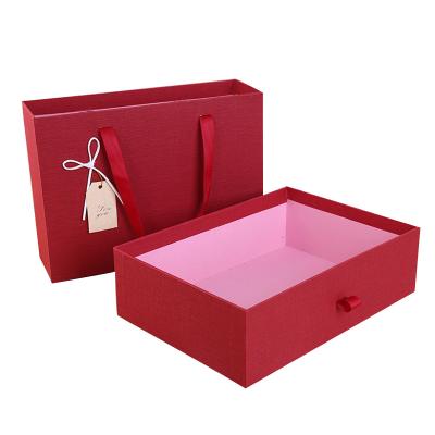 China Recycled Materials Factory Direct Jewelry Drawer Sliding Packaging Boxes With High Quality In Stock Low MOQ Wedding Boxes With Silk Ribbon for sale