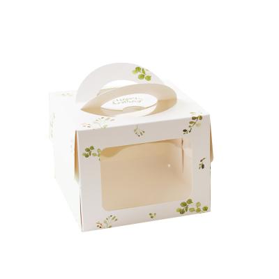 China Recycled Materials Wholesale Food Grade White Folding Cake Boxes With Low MOQ Custom Size From Window To Stock Bakery Boxes With Handle for sale