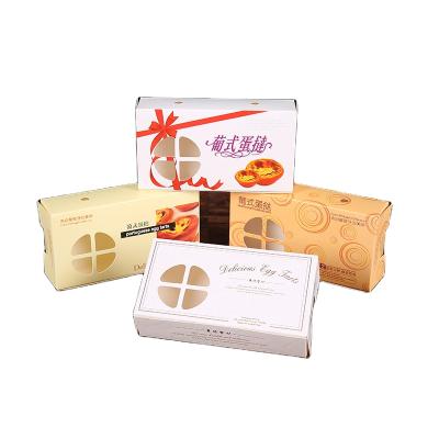 China Folding Recyclable Hot Sale Food Container For Colorful Pie In Stock Low MOQ Luxury Tart Box With Window for sale