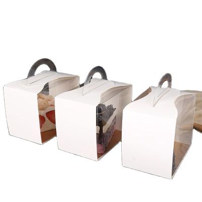 China NEW Material Design Recycled White Eco Friendly Cake Boxes With PVC Window In Low MOQ Stock Custom Size In Stock Bakery Boxes With Handle for sale