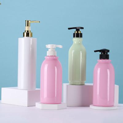 China Custom Household Products 700ml 750ml Logo HDPE Cosmetic Packing Plastic Shampoo Bottles With Press Lotion Pump Cap for sale