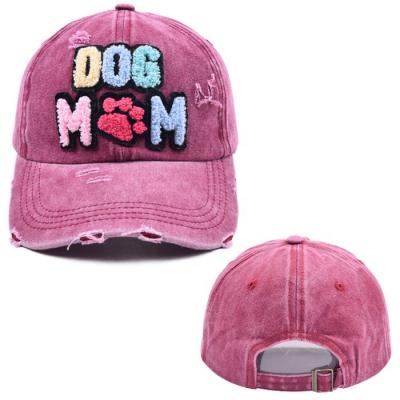 China NEW COMMON fashionable outdoor embroidery hat ponytail hat DOG baseball adult MOM hat for sale