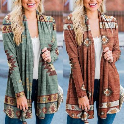 China Reversible Free Shipping Monogram Long Sleeve Woman Loose Coat Bohemian Printed Jacket for sale