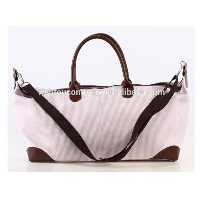 China Wentou Wholesale Cotton Seersucker Striped Beach Handled Tote Bag for sale