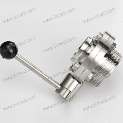 China 2inch 51mm stainless steel SS304 tee with SMS male butterlfy valve for sale