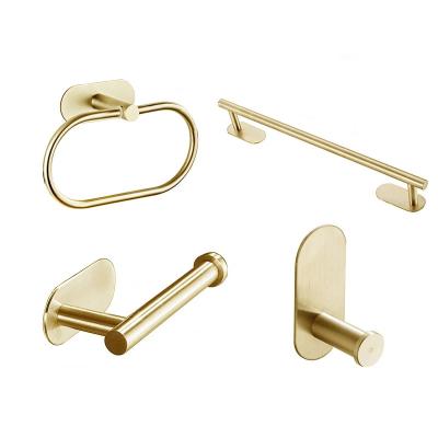 China Modern Brushed Gold Bathroom Hardware Set Robe Hook Towel Rack Toilet Paper Holder Bath Bathroom Accessories for sale