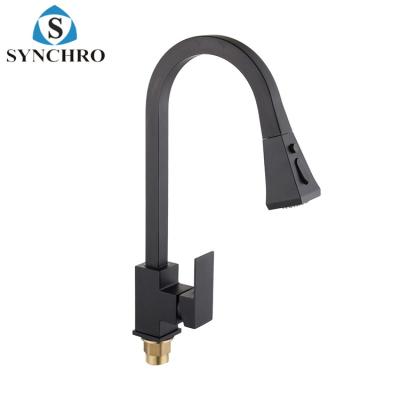 China SKL-CL003B Modern Kitchen Faucet Pull Out Black Kitchen Faucet Mixer With Flexible Hose for sale