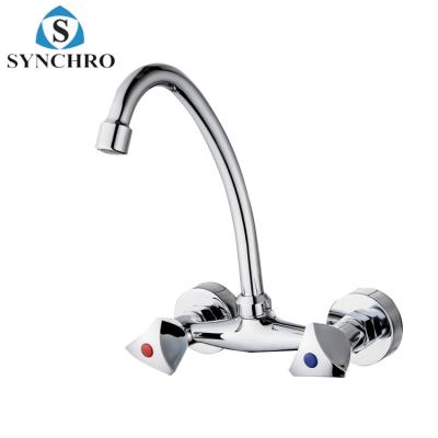 China Contemporary Kitchen Faucet Water Tap Kitchen Mixer Sink Wall Mounted Chrome SKL-1914 Mixer Tap With C-spout for sale