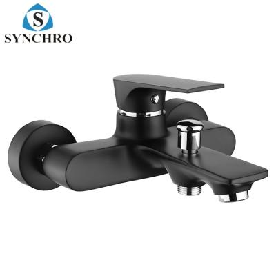 China Without SKL-66110B High Quality Round Black Slide Bar Bathtub Faucet In The Wall Mixer Tap With Brass Water Outlet for sale