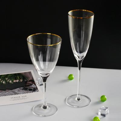 China Gold rimmed simple modern wedding decoration manufacturers wholesale crystal glass champagne glass goblets for sale