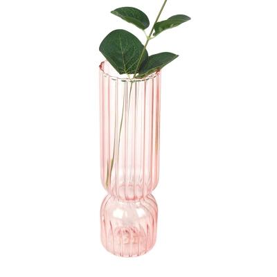 China Modern Manufacturer Price Cheap Tall Pink Glass Vase for Wedding Centerpieces for sale