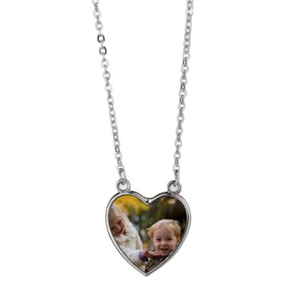 China Custom Hiphop Yinsa XLN06 Sublimation Product Metal Logo Heart Shape Sublimation Jewelry Mask Necklace for sale