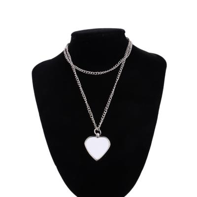 China Hiphop Yinsa XLN02 Sublimation Pendant Necklace Photo Jewelry Heart Tasty Zinc Alloy Empty Picture Pendant Necklace for sale