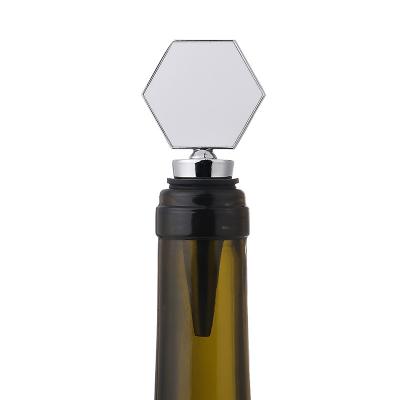 China Yinsa HJS06 Factory Wholesale Stocked Hexagon Shape Polygon Blank Masks Sublimation Wine Bottle Zinc Alloy Cap for sale