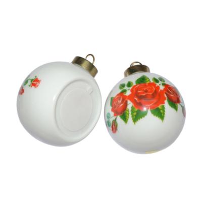 China Yinsa Ceramic SDQ01 Customized Design Customized LOGO Sublimation Printing With Alu Insert Blank Ceramic Christmas Ball Ornament for sale