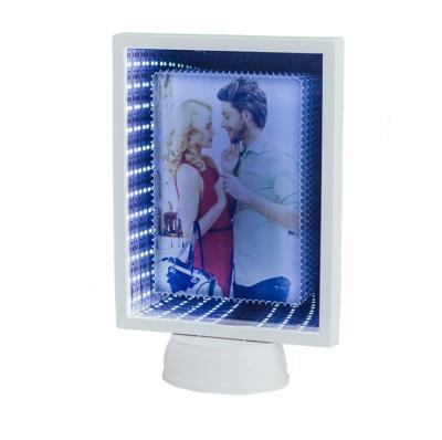 China Yinsa SMJ04 Hot Sale 20*25cmRectangle Magnifying Sublimation Led Multifunctional Magic Mirror Photo Frame With White Base for sale