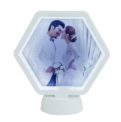 China Yinsa SMJ03 Custom Magic Rectangle Hexagon Sublimation Sublimation White LED Mirror Photo Magnifying Frame for sale