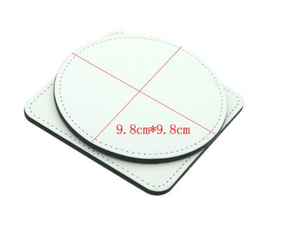 China Yinsa SG002 DIY Heat Press Sustainable Transfer Printing Crafts Display Sublimation 10cm Round PU Leather Coaster for sale