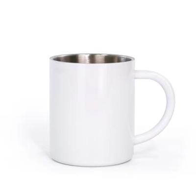 China Yinsa TM007 Wholesale Viable Sale 300ml Metal Sublimation Stainless Steel Top Mug Whiter With Handle Metal Double Wall Drinking Mug for sale